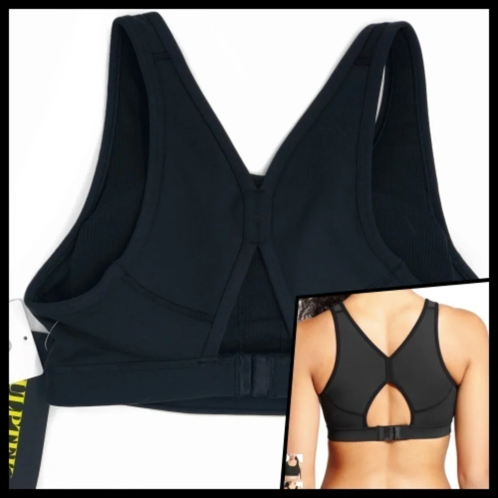 NWT Athleta High Neck Sports Bra Black Cup C DD